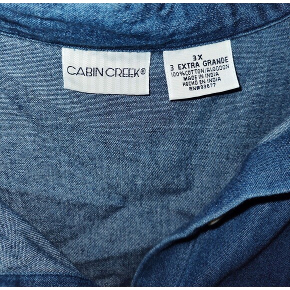 Cabin Creek with Flower Embroidered Denim Shirt - size 3XL - Picture 3 of 3